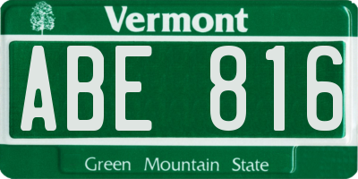 VT license plate ABE816