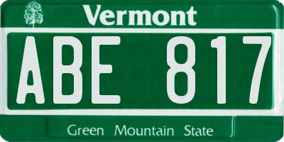 VT license plate ABE817