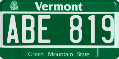 VT license plate ABE819