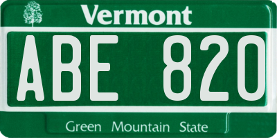 VT license plate ABE820