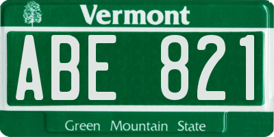 VT license plate ABE821