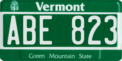 VT license plate ABE823