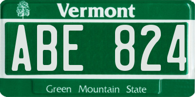 VT license plate ABE824