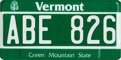 VT license plate ABE826