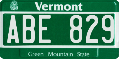 VT license plate ABE829