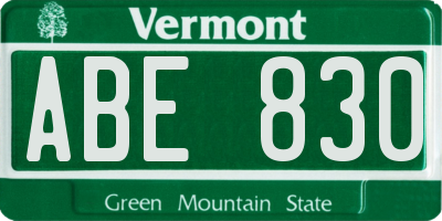 VT license plate ABE830