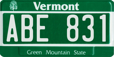 VT license plate ABE831