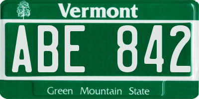 VT license plate ABE842