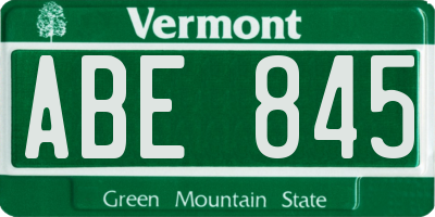 VT license plate ABE845