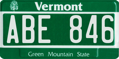 VT license plate ABE846