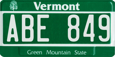 VT license plate ABE849