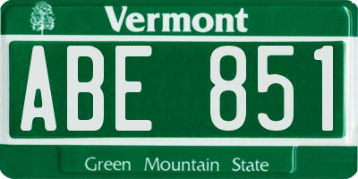 VT license plate ABE851