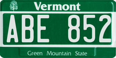 VT license plate ABE852