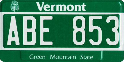 VT license plate ABE853