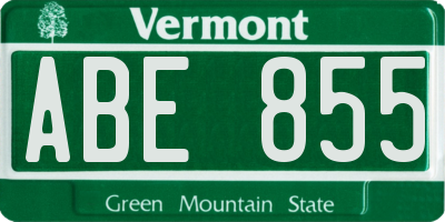 VT license plate ABE855