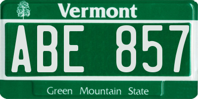 VT license plate ABE857