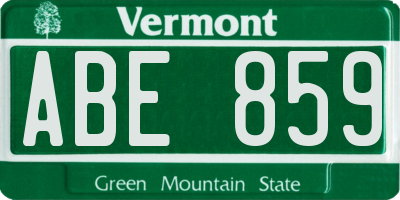 VT license plate ABE859