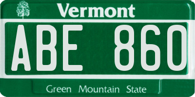 VT license plate ABE860