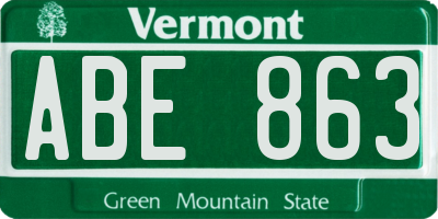 VT license plate ABE863