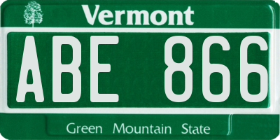 VT license plate ABE866