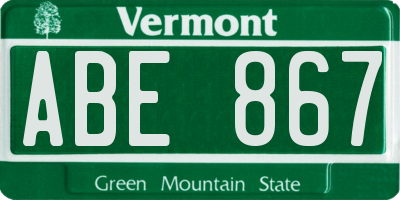 VT license plate ABE867