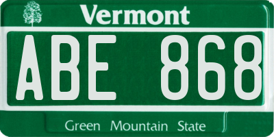 VT license plate ABE868