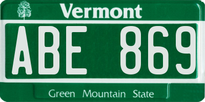 VT license plate ABE869