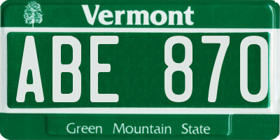 VT license plate ABE870