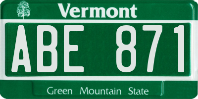 VT license plate ABE871