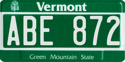 VT license plate ABE872