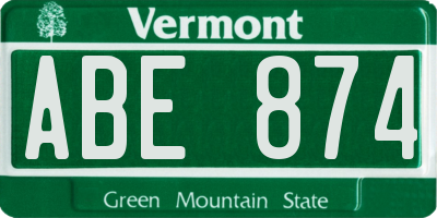 VT license plate ABE874