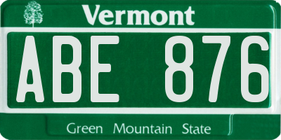 VT license plate ABE876