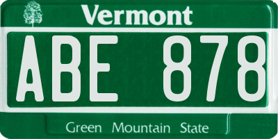 VT license plate ABE878