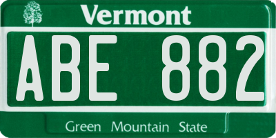 VT license plate ABE882