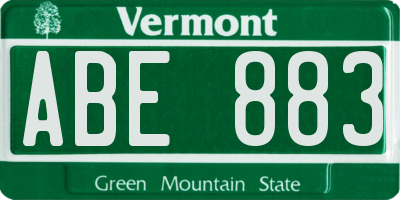 VT license plate ABE883