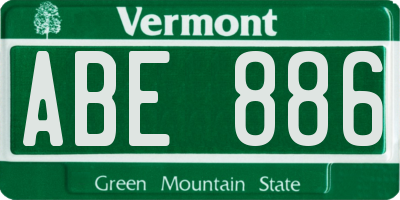 VT license plate ABE886