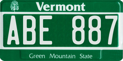 VT license plate ABE887