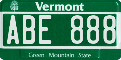 VT license plate ABE888