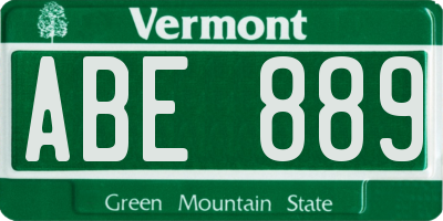 VT license plate ABE889