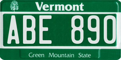 VT license plate ABE890