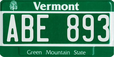 VT license plate ABE893