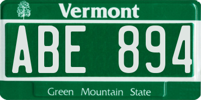 VT license plate ABE894