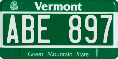 VT license plate ABE897