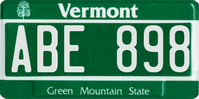 VT license plate ABE898