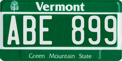 VT license plate ABE899