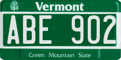 VT license plate ABE902