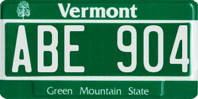 VT license plate ABE904