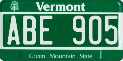 VT license plate ABE905