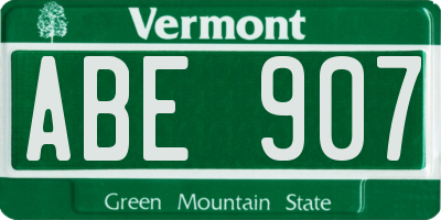 VT license plate ABE907