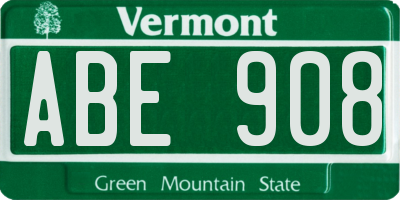 VT license plate ABE908